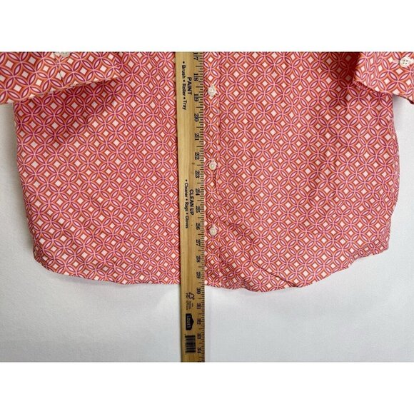 Chicos Effortless Beatrice Top Womens 2/Large Pink Red Batik Circles No Iron - Picture 6 of 9